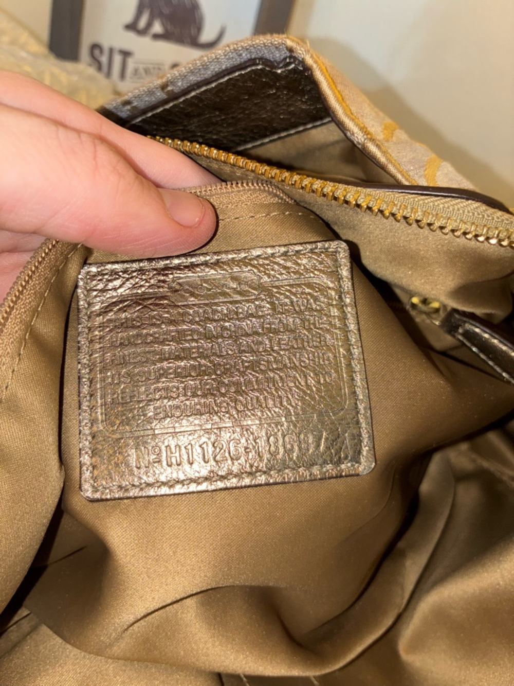 Coach Metallic Signature Satchel in Gold and Champagne - Picture 6 of 10